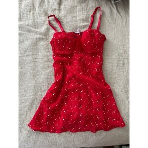 Rampage Red Babydoll Slip Chemise Lingerie  Small Sparkle Coquette Fairycore